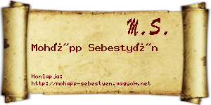 Mohápp Sebestyén névjegykártya